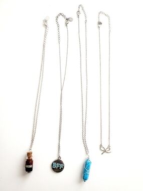 Silver-Tone Necklaces Set with Turquoise and Vintage Charms - Women Jewelry